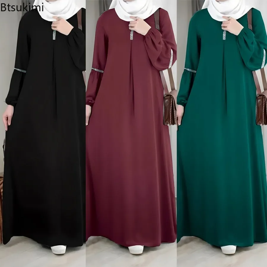 

2024 Women's Fashion Saudi Arabia Abaya Women Dresses Casual Sequin Sundress Muslim Dresses Robe Elegante Femme Islamic Clothing