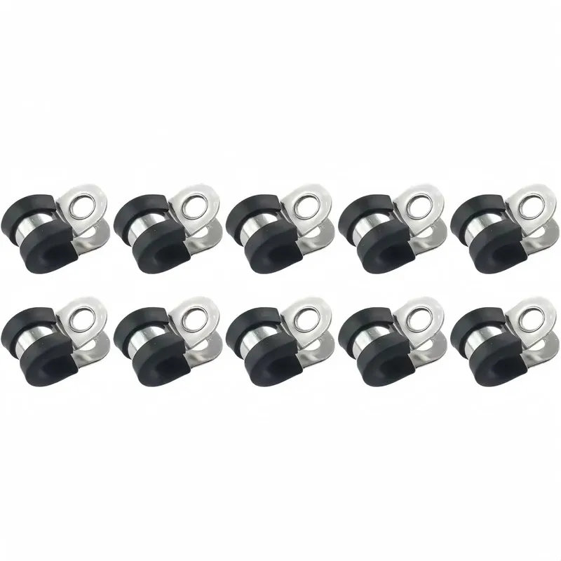 24 pcs M6 R-Type Pipe Clamps, Vibration Dampening, Hydraulic Hose Fixing Workshop Maintenance, Stainless Steel Body