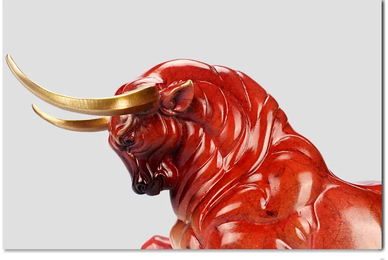 Chinese Traditional Fengshui Brass Wall Street Bull Tabletop Ornament Handicraft Decoration Crafts