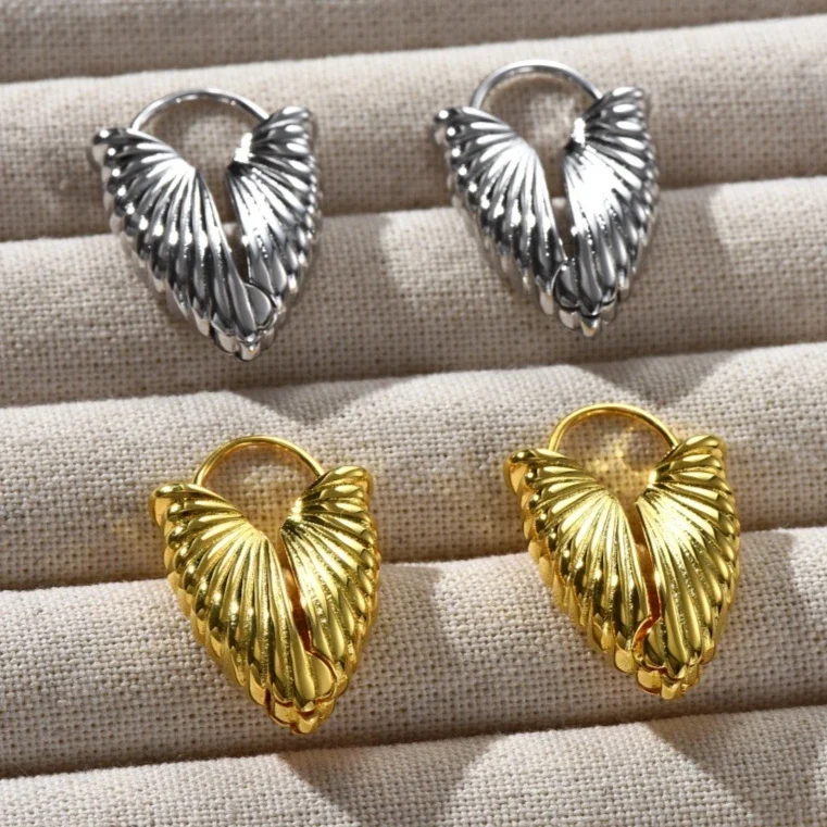 

Fashion Designer Style Heart Gold Silver Lines Earrings Women Retro Simple Jewelry Trend