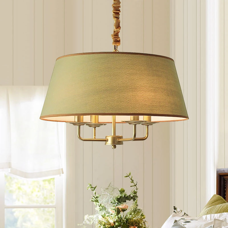

American Living Room Pendant Lamp Retro Fabric Pendant Light For Bedroom Loft Bar Restaurant Vintage Dining table Hanging Lamp