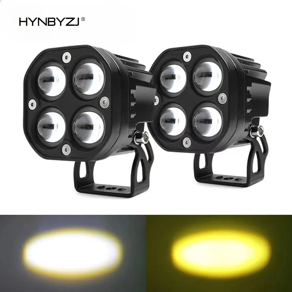 HYNBYZJ LED Pod Light 3 inch Fog Lights OffRoad Square Windshield Lamp for ATV UTV Truck Hunters Yellow+White Flood Beam 60W