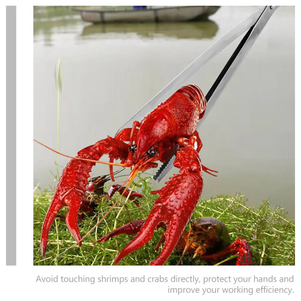 

Металлические щипцы для ловли крабов, угрей и креветок с нескользящей эргономичной ручкой, многоразовый инструмент для морепродуктов, бытовой зажим для мусора