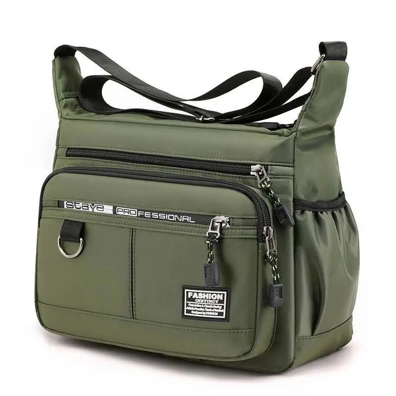 Large Capacity Nylon Oxford Weave Men's Shoulder Bag Sports Crossbody Bag Casual Style Youth Friendly Zipper Closure Briefcase