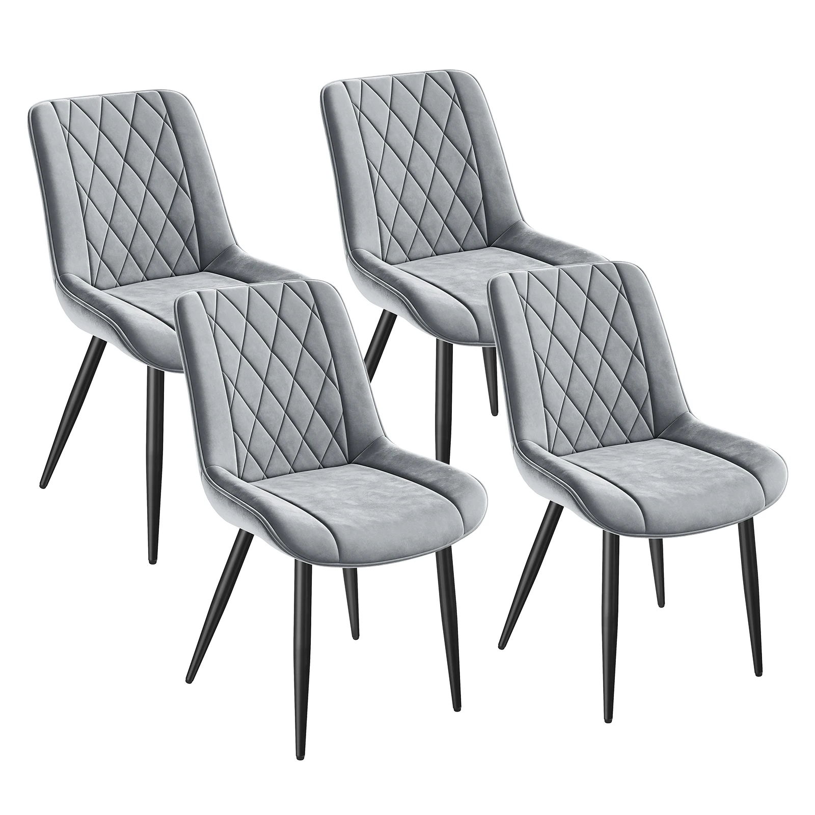 Lot de 4 chaises salle à manger HavenlyHome, assise rembourrée en velours, ergonomique, réglable, pour salon, cuisine, chambre à coucher, gris