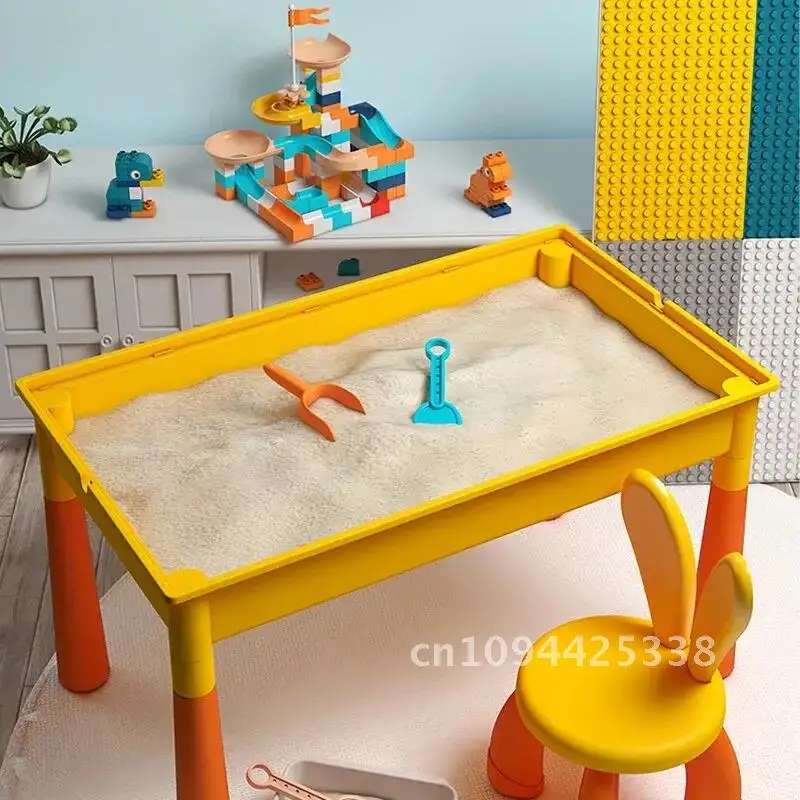 5-in-1 Kids Activity Water Table Toys and Chair Set with 143pcs Large Marble Run DIY Building Block for Kids Ages 3+