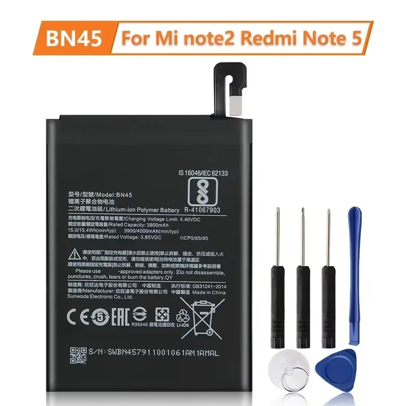 

2024 Replacement Phone Battery BN45 For Xiaomi Redmi Note5 Redrice Note5 4000mAh