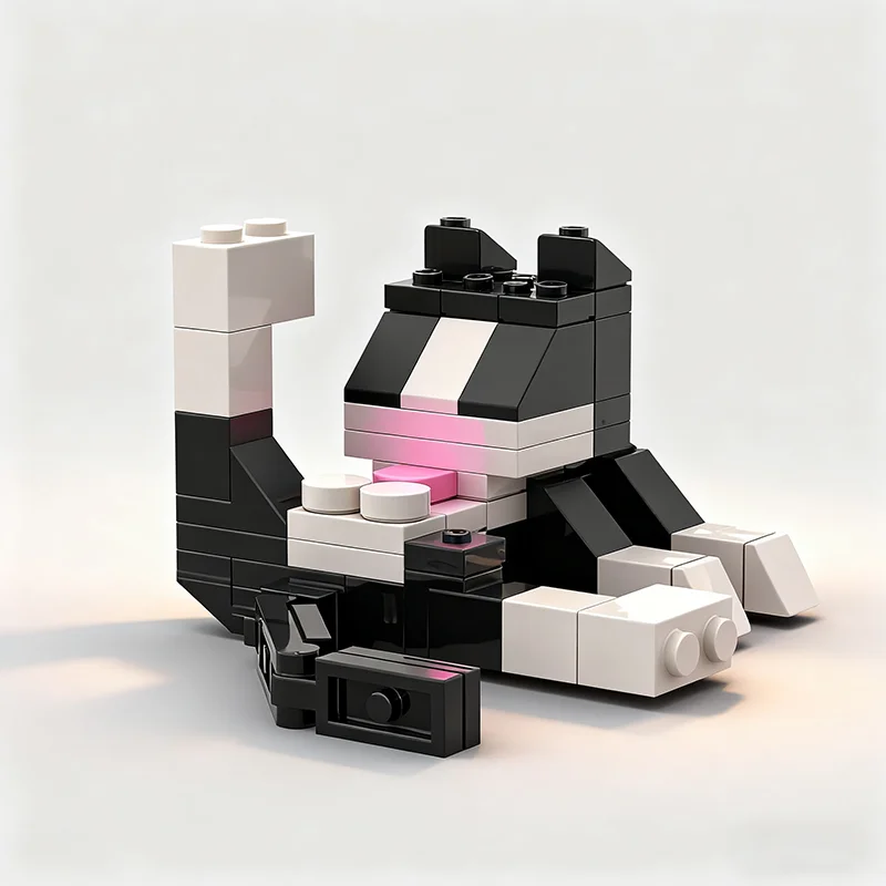 

MOC City Cat Animal Series 62Pcs MOC Bricks Cat Figires DIY Building Blocks Kids Education Toys For Children Birthday Gift