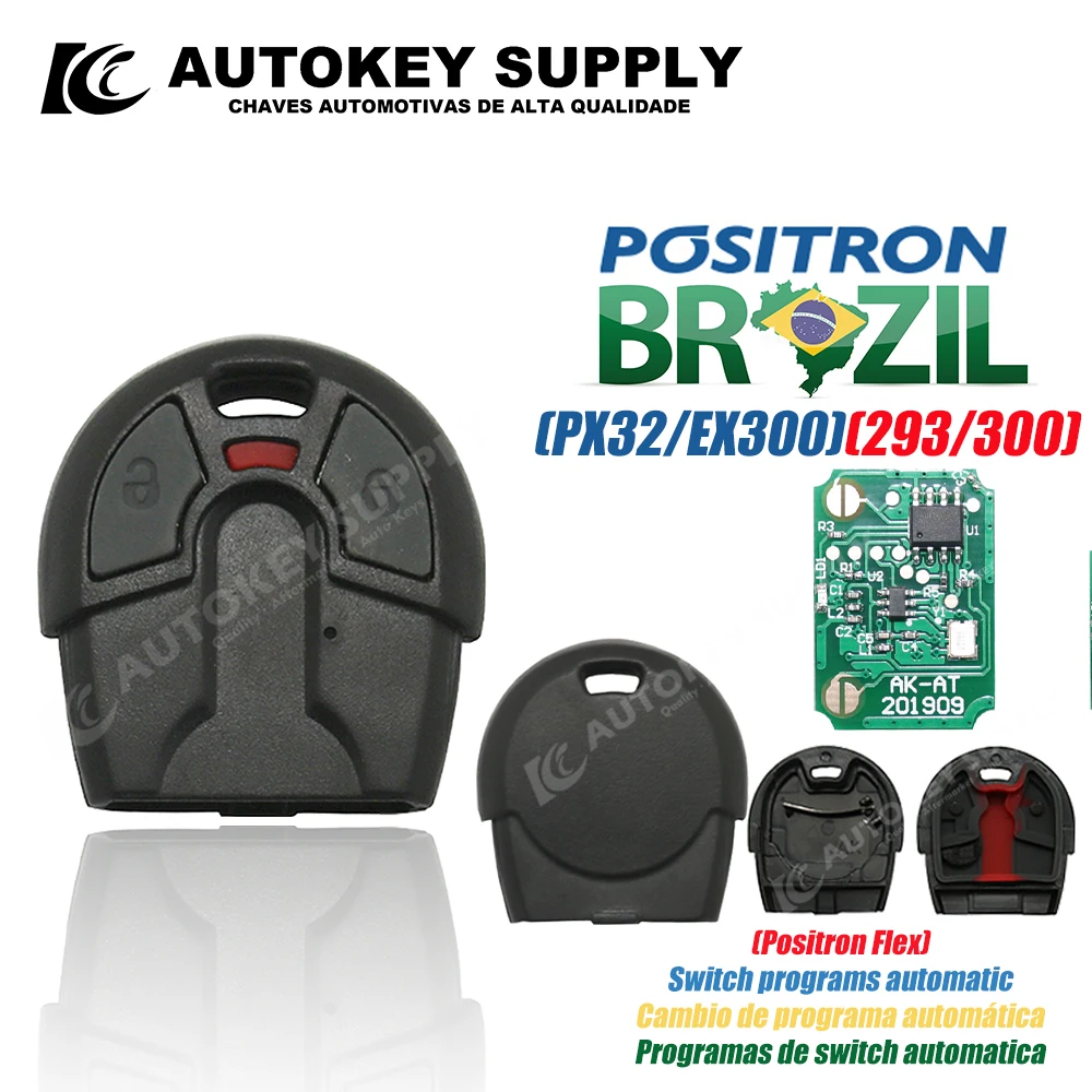 For Brazil Positron Flex (PX52) Fiat Alarm System, Remote Key - Double Program (293/300) AutokeySupply AKBPCP101