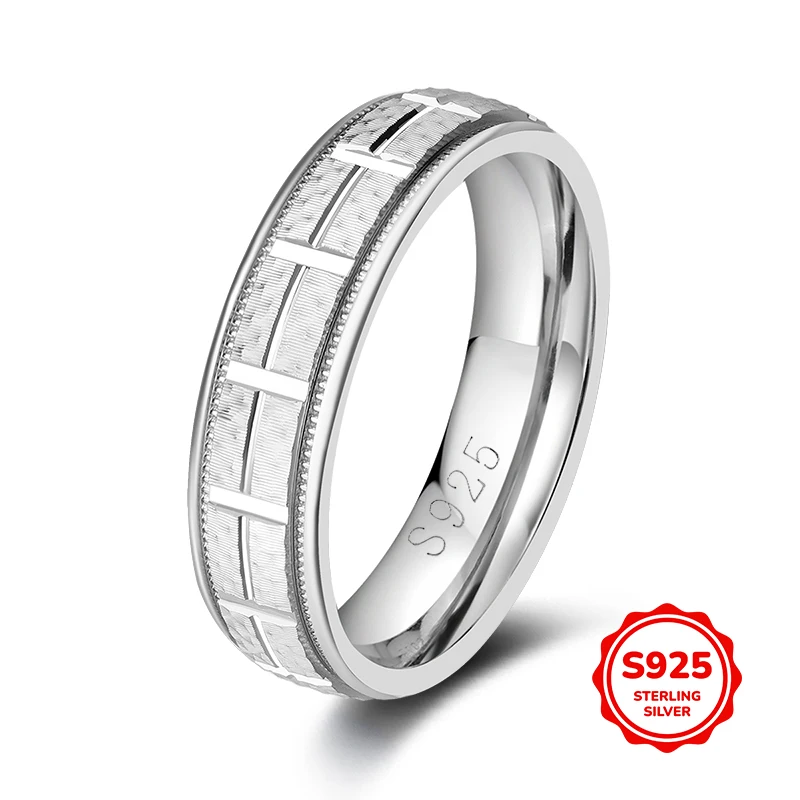 

Fashionable and Versatile S925 Silver Simple Geometric Rectangular Lattice Commuting Ring