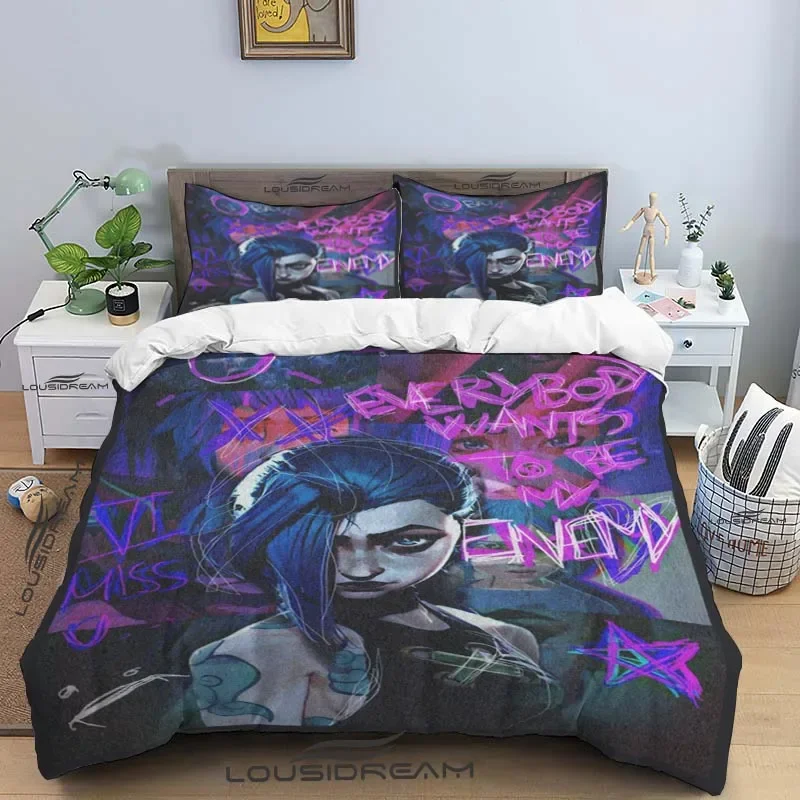 Cartoon Jinx Arcane: League of Legends Bedding Set King Twin Double Child 3 Piece Mircofiber or Polyester Duvet Cover Set