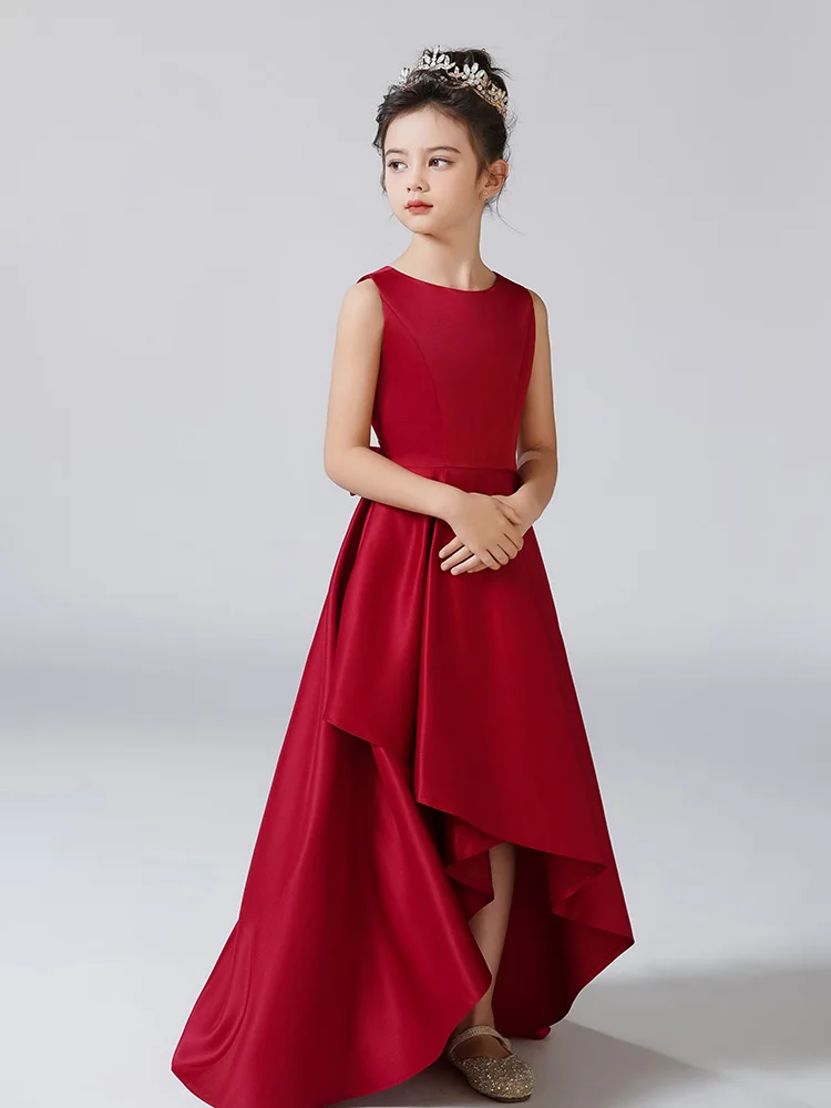 

Girls junior bridesmaid dress Satin bow drag quality teen party dress can be customized