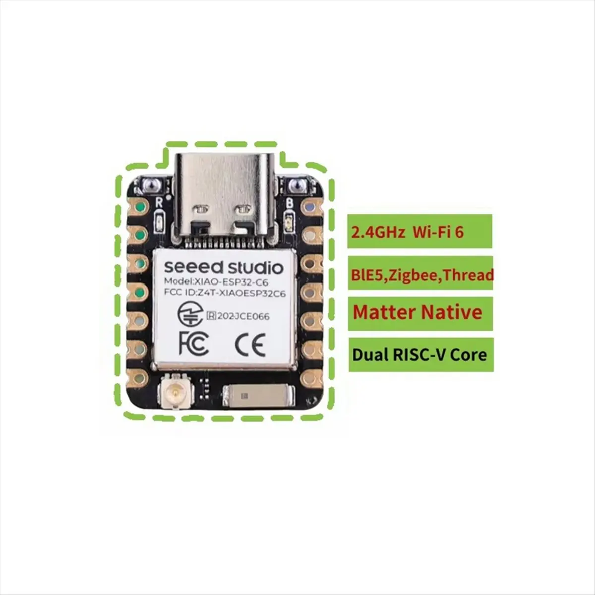 CH◆☆§For XIAO ESP32C6-2.4 GHz WiFi 6,Bluetooth 5.3 for Zigbee Thread (802.15.4),ESP Rain Maker, IoT, 2Pcs~HOT SALE