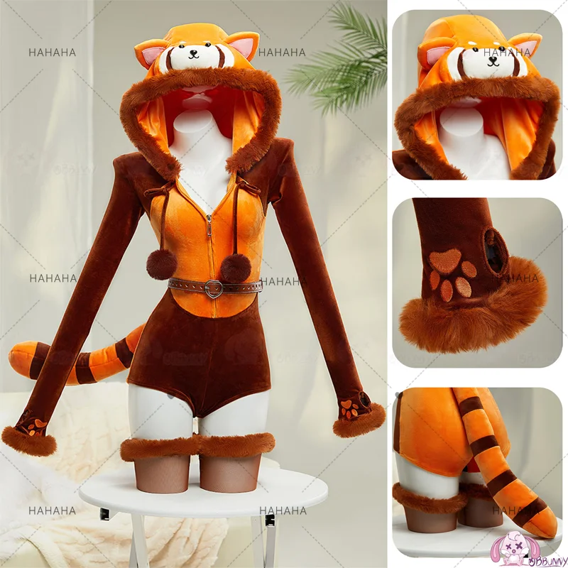 

Костюм для косплея красной панды с героями мультфильмов, плюшевые комбинезоны, костюм для косплея «Маленькая панда», милая домашняя одежда с животными для Хэллоуина, вечеринки для взрослых
