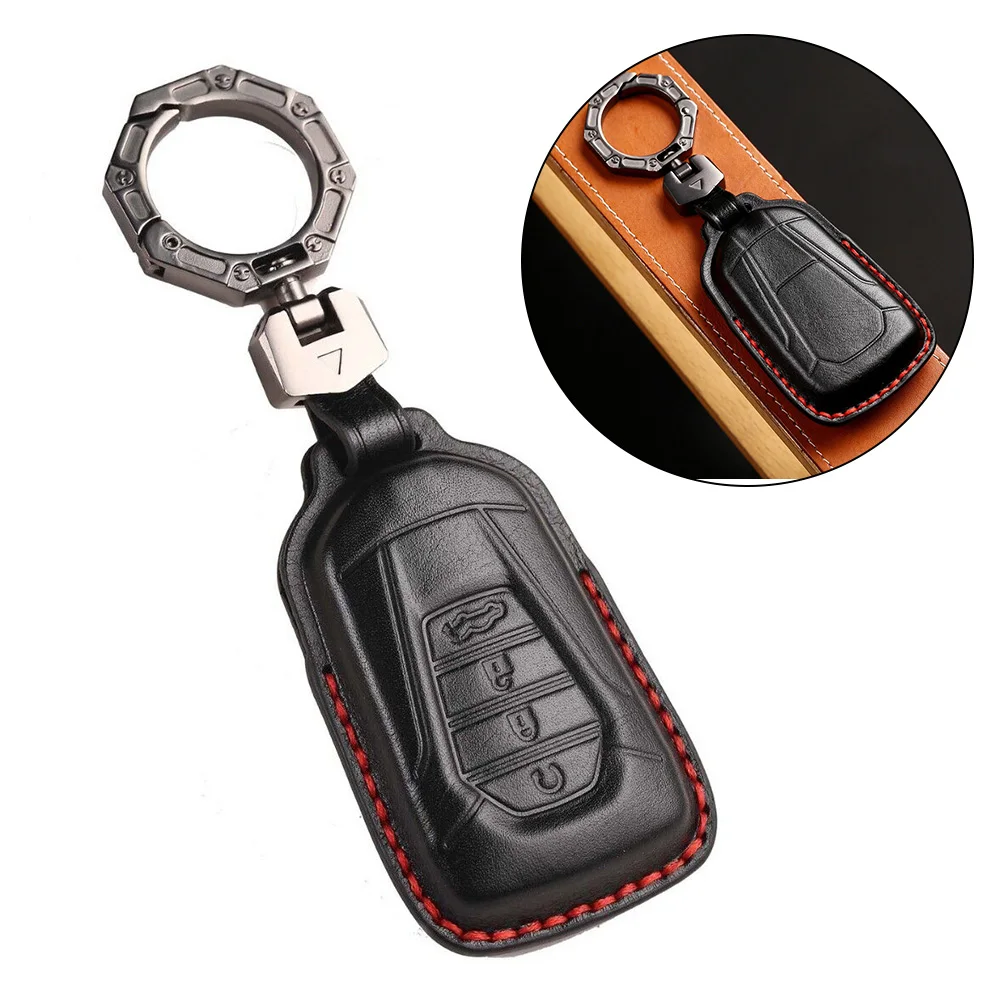 

Leather Cover Case Compatible with For ISUZU For DMAX For MUX 4Button Remote Keys with Full Drop and Wear Protection