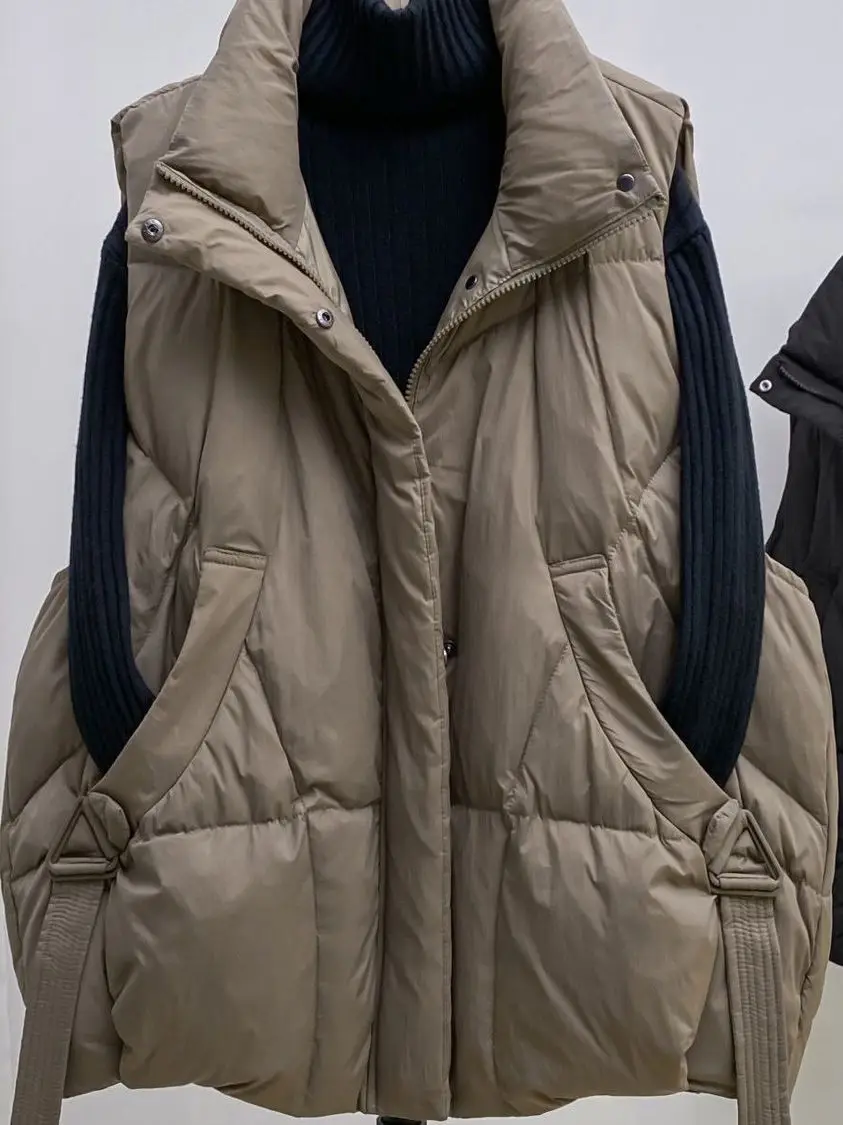 Women's Short Cotton Jacket Vest Winter New Style Loose Fit White down Cotton Vest Small Size Friendly Fashion Commute Style