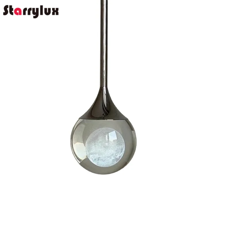 Moon Crystal Adjustable Pendant Light Modern Bedside Lamp Entryway Atmosphere Hanging Light