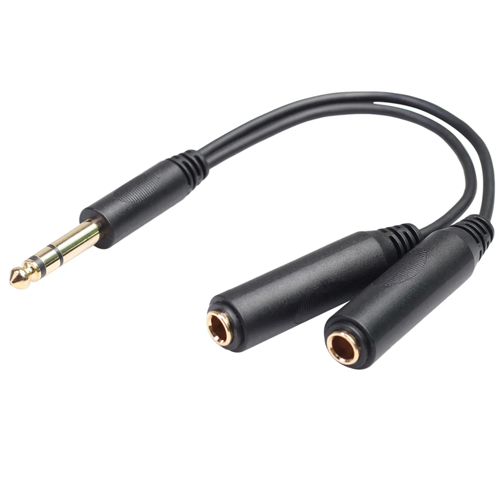 6 35mm 635 Stereo Large Three-Core One Male and Two Female Audio Adapter Cable Earphone Y Splitter Connected Cord to Laptop