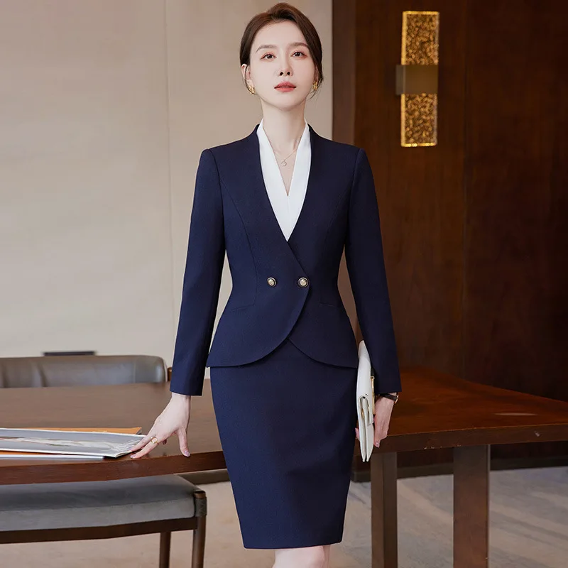 High Quality Fabric Formal Women Business Skirt Suits Spring Summer Ladies Office OL Styles Pantsuits Professional Blazers