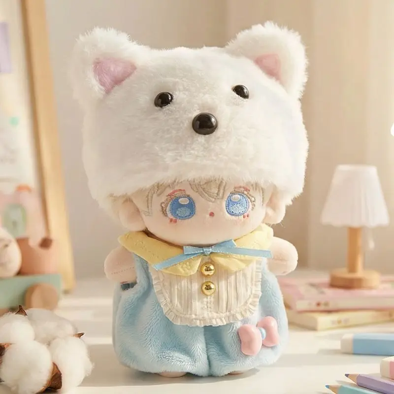10cm Plush Doll Clothes 10-Piece Set, Fashion Daily Wear Hoodie Jeans Dresses, Cute Pet Puppy Outfits for Cotton Dolls BJD DIY W