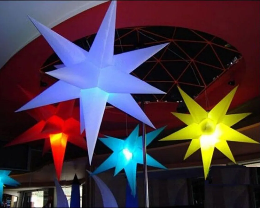 Inflatable Star Hanging Decoration Inflatable LED Star with LED Light Remote Controller for Bar Show Birthday Party Decor