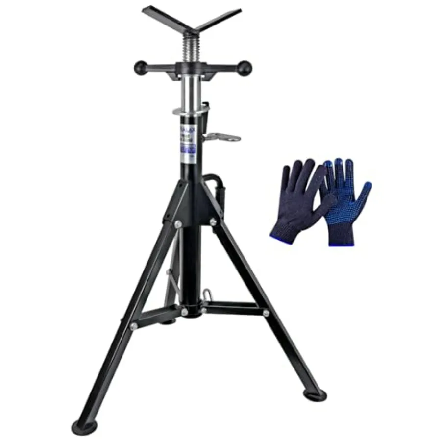 

V-Head Pipe Jack Stands 28-52 Adjustable Steel Pipe Stand for Welding with Portable Folding Legs 1/2-12 Pipe Ccity 2500LB Load