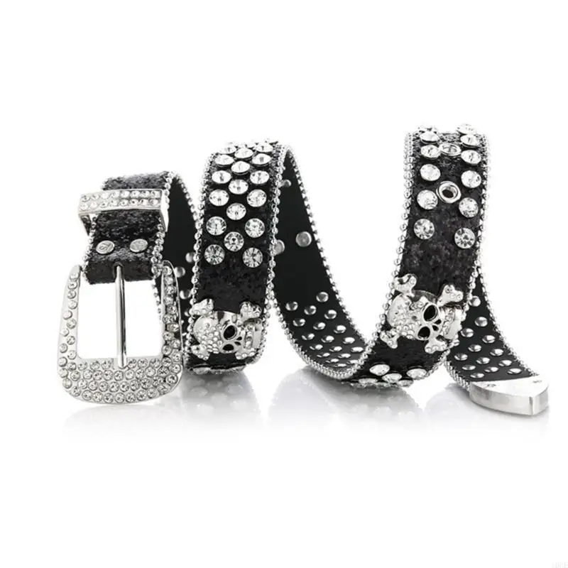

Head Skull Buckle Belts Women Pu-leather Gothic Y2k Girls Belt for Jeans Men