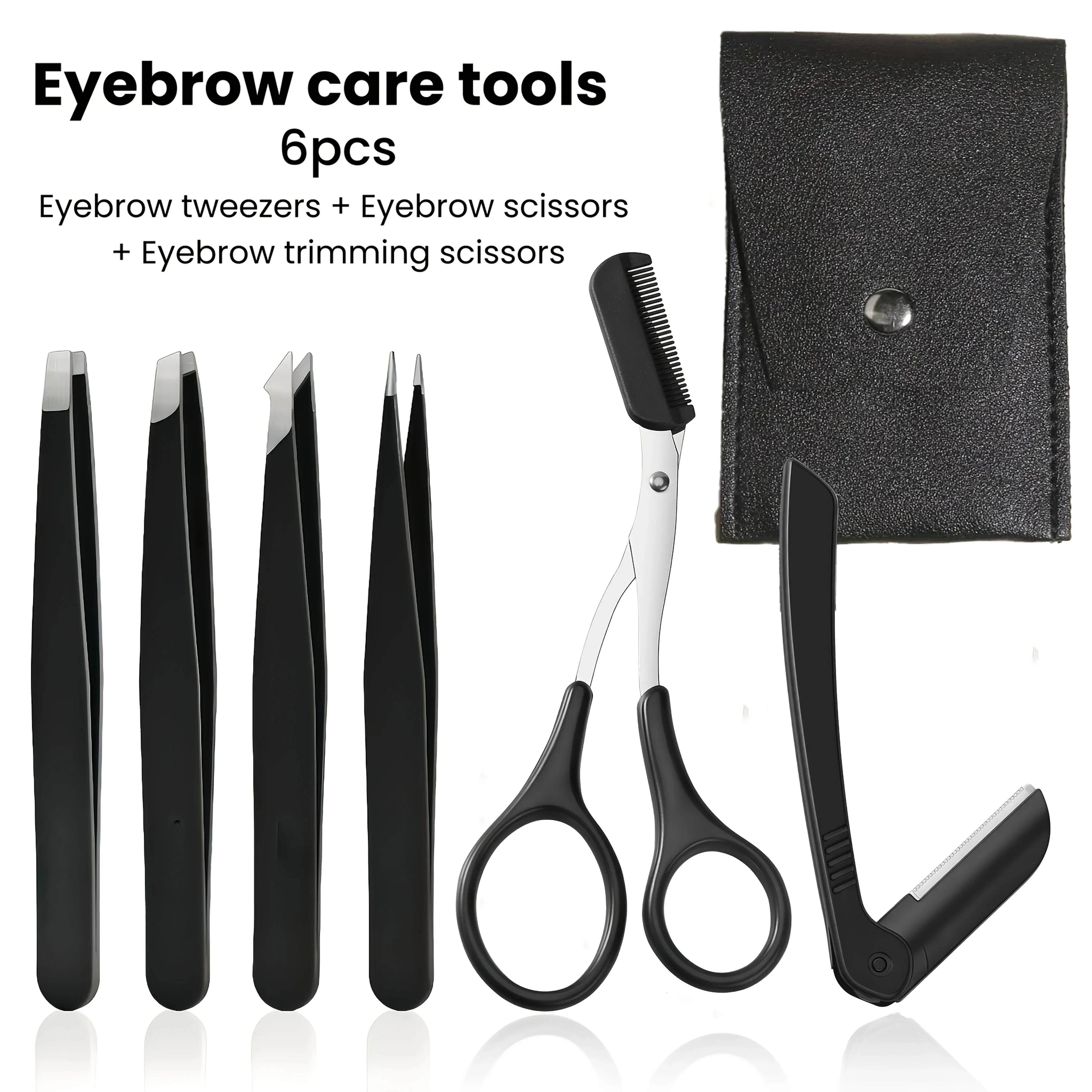 5/6pcs Professional Stainless Steel Precision Tweezers & eyebrow Scissors Suitable for Eyebrow Trimming Facial Hair Removal Tool