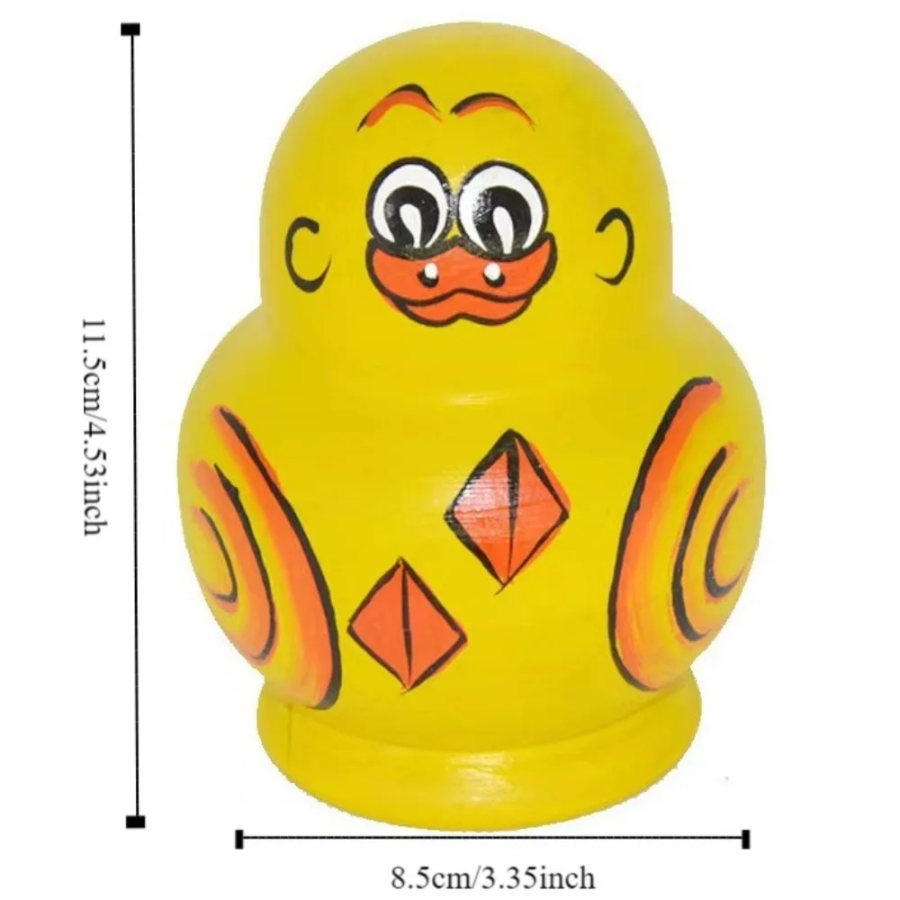 Decorations 10 Layer Nesting Wooden Animals Pattern Matryoshka Yellow Duck Handmade Stacking Chidrens Gift