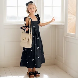 Summer Dress For Girls Big Bow Dress For Girl Sleeveless Child Dress Casual Style Girl Costume 6 8 10 12 14