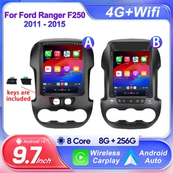 Car Radio 9.7 inch Android 15 For Ford Ranger F250 2011 - 2015 Multimedia Player Stereo Navigation Carplay Auto Head Unit 2din