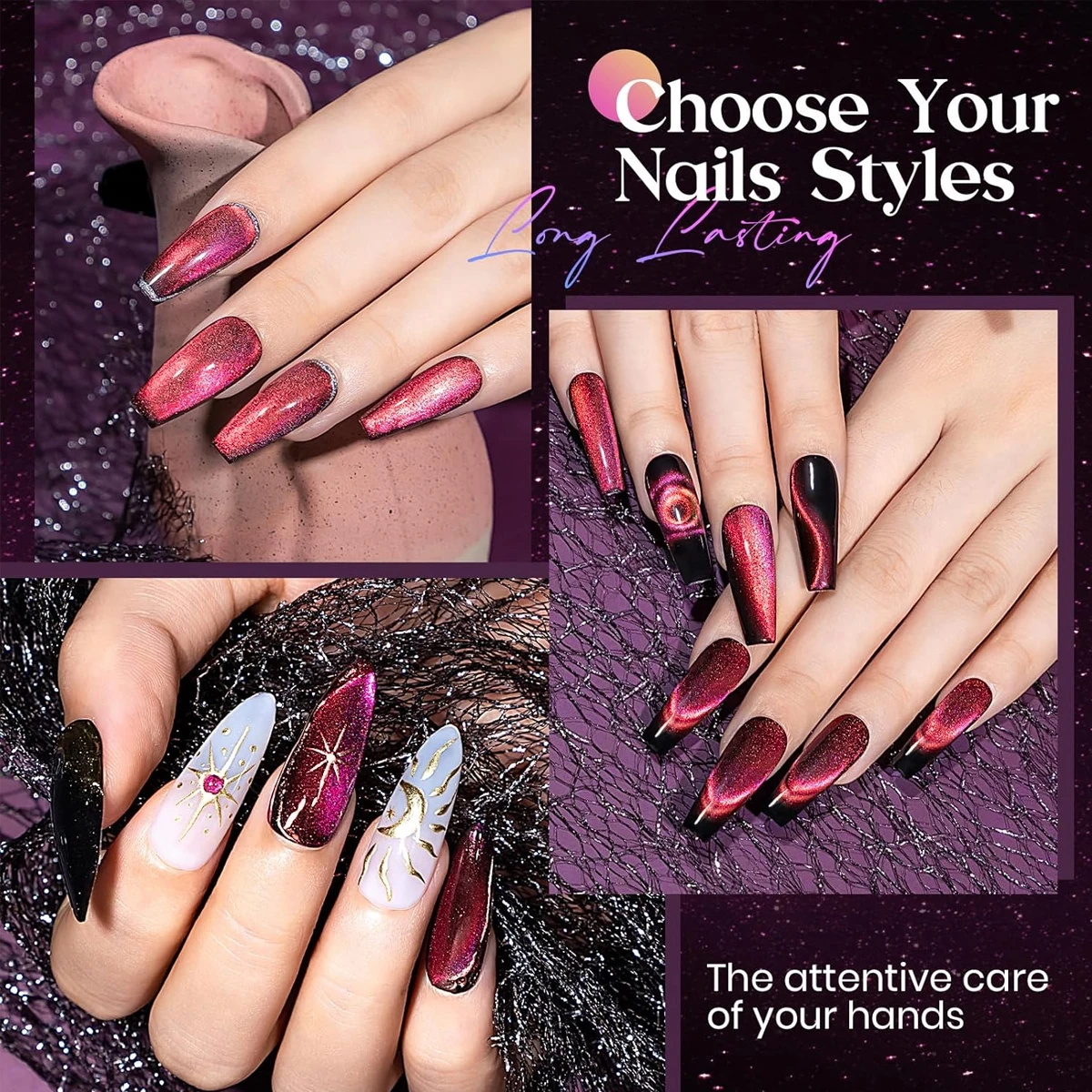 1-2 قطعة 10 مللي أورورا القط العين هلام مسمار البولندية بريق الترتر المغناطيسي مسمار البولندية نقع قبالة UV LED ورنيش مسمار الفن الشتاء #2