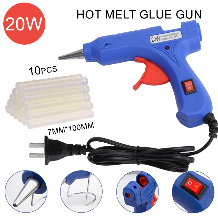 Hot Melt Glue Gun20W Hot Melt Glue Gun Using Glue Stick for DIY Handicrafts, Arts and Crafts, Christmas Gifts, Quick Home Repair