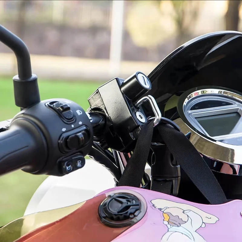Motorcycle Helmet Lock Aluminum Alloy Anti-Theft Handlebar Mount Security Lock Compatible with 22-28mm Motorbike Scooter E-Bike