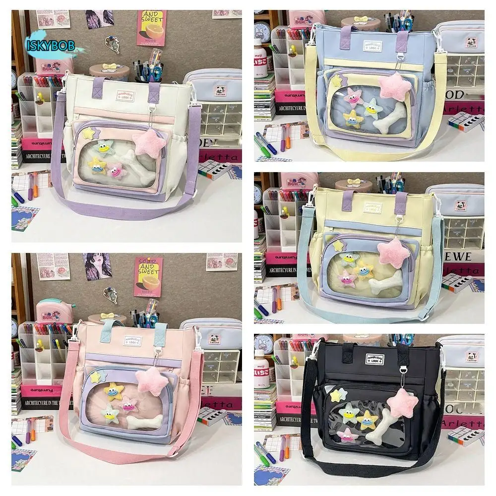 

Fashion Japanese Style Transparent Itabag Harajuku Pvc Canvas Tote Bag Badge Display Large Capacity Lolita Handbag Girls