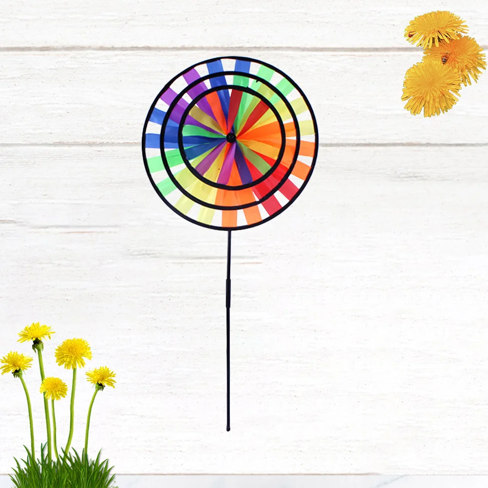 

Kids Toy Childrens Toys Triple-rainbow Wheel Windmill Educational Creative Pinwheel Spinner