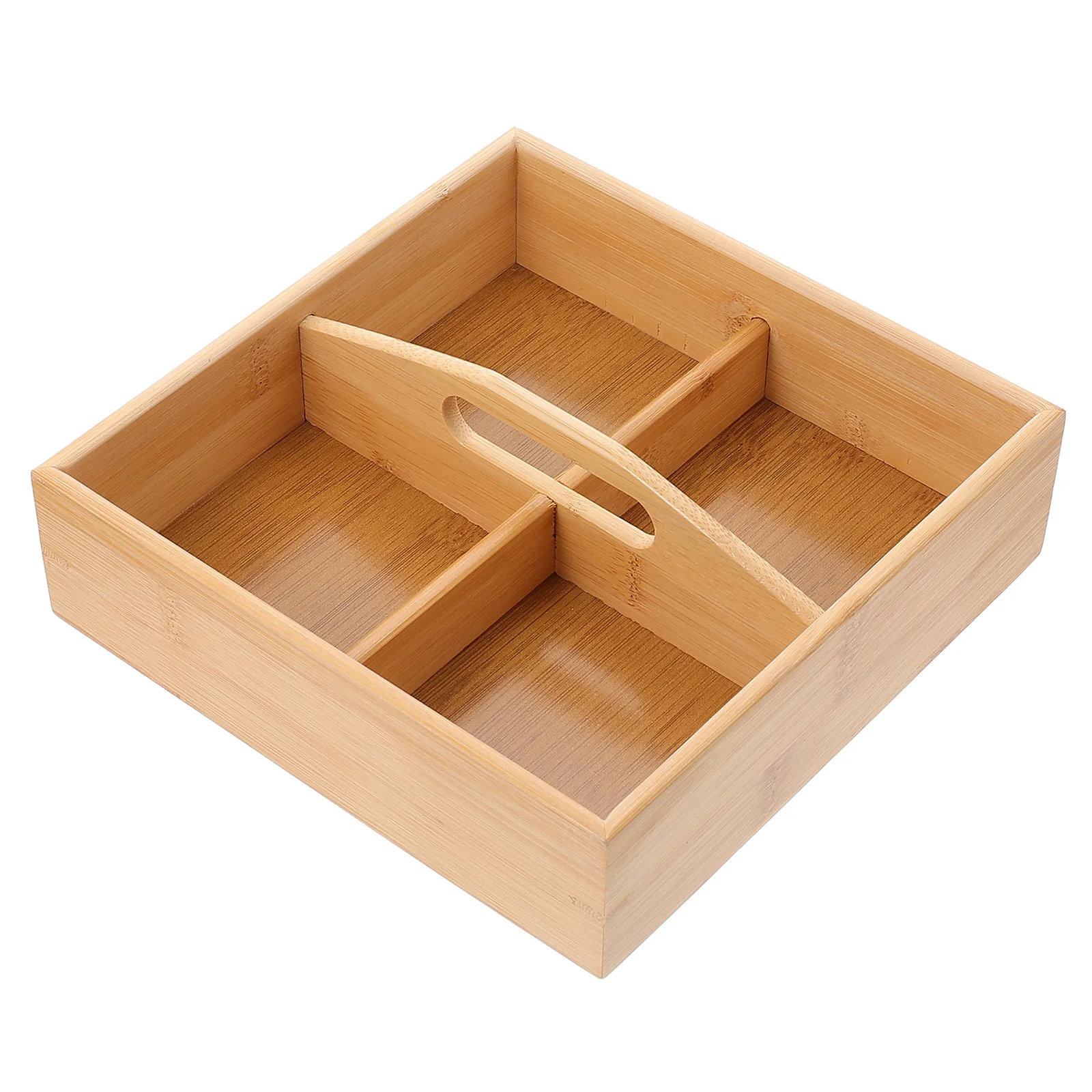 

Bamboo Snack Tray Fruit Dessert Plate Container for Party Picnic BBQ Home Use Sturdy Construction Storage Containers Kitchen Bar