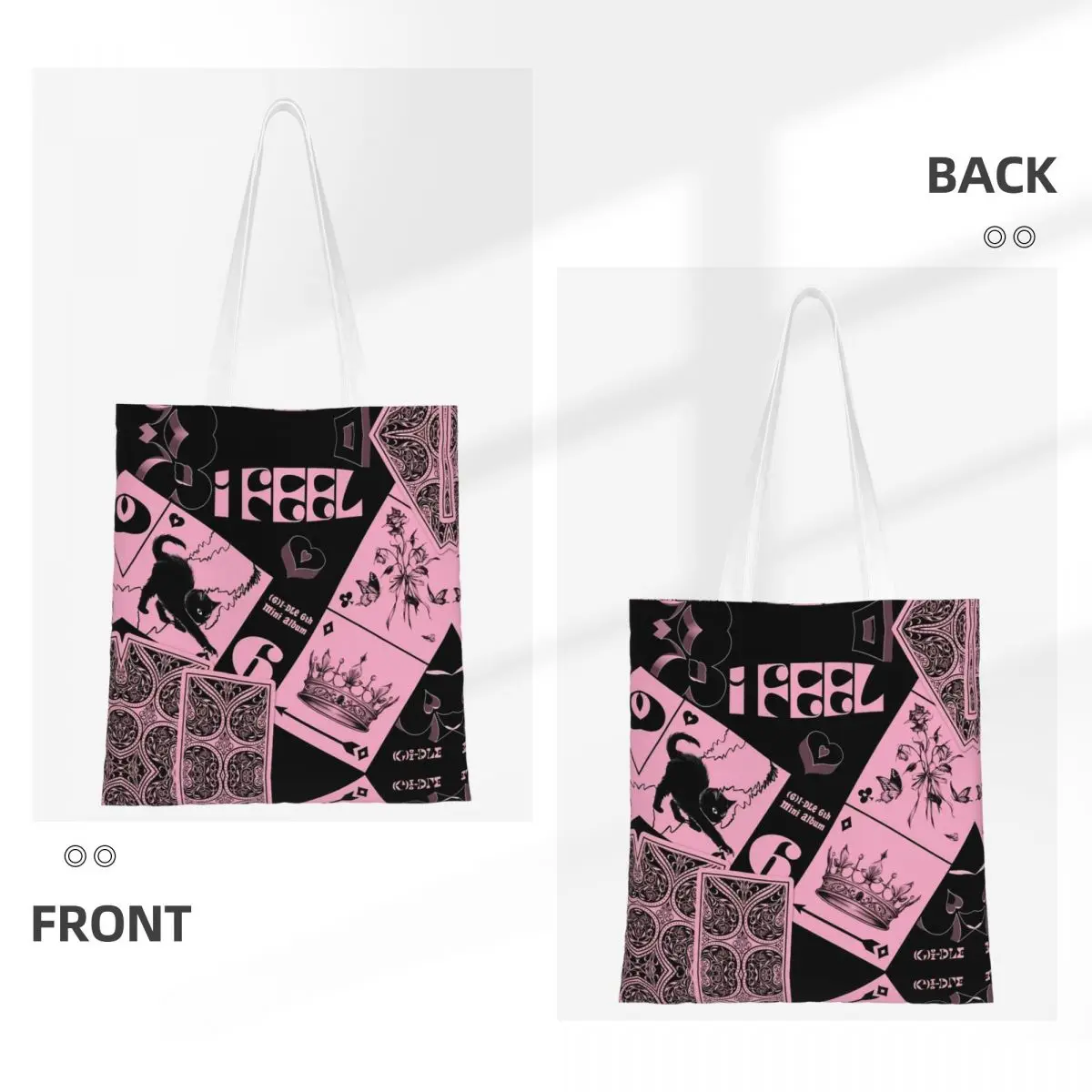 I FEEL Album (G) Sac fourre-tout en toile I-DLE Sac à provisions réutilisable de grande capacité pour sacs étudiants unisexes