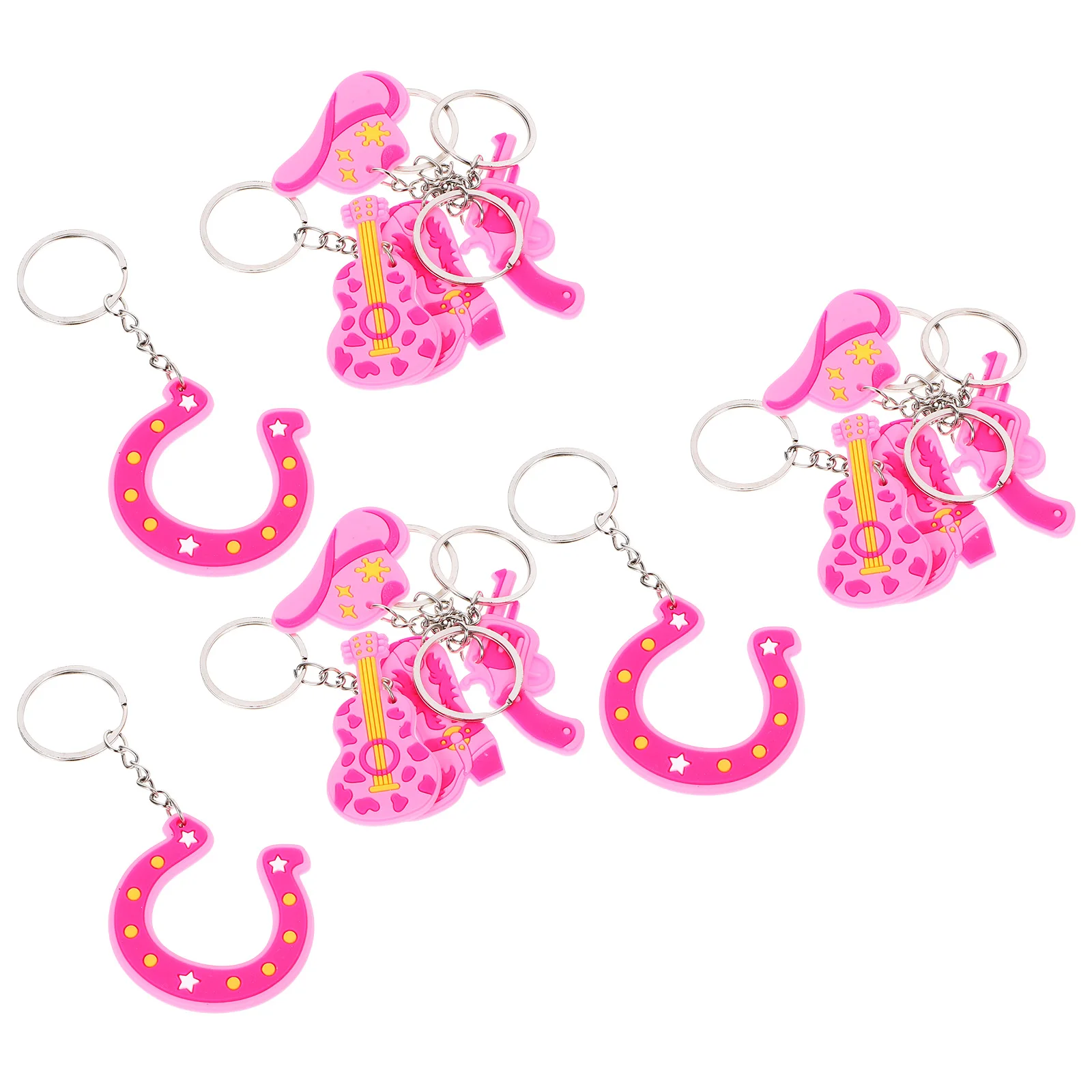 

15pcs Cartoon Keychain Cowgirl Keyring Kids Party Bag Fillers Pendant Cute Hat Lightweight PVC Multi Purposes Decorative