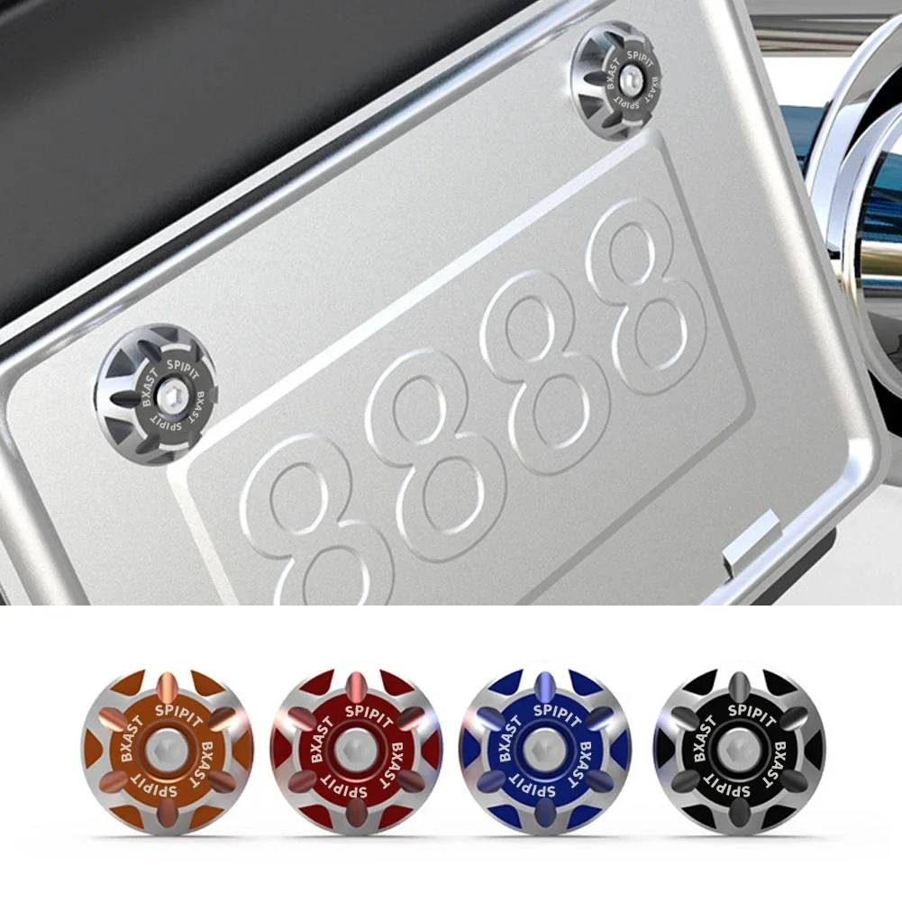 2pcs Motorcycle Universal Aluminium Alloy License Plate Screw Cover Cnc 6mm Holes License Plate Screw Accessories Motorcycl Part