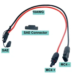 Solar Panel To SAE RV Battery Power Adapter 10AWG Cable Conector Charger Kit with SAE Adapter 2ft/60cm