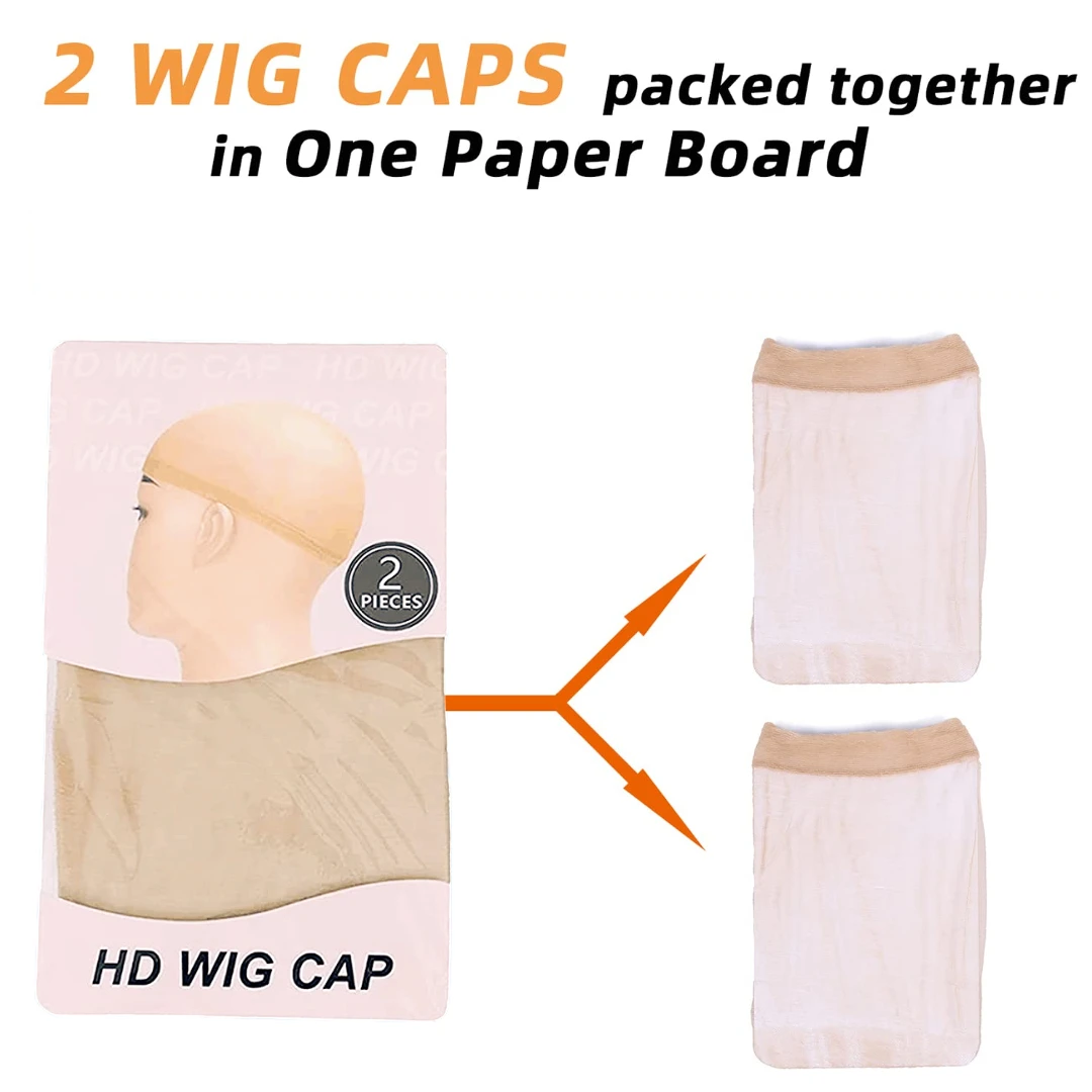 50packs/Lot HD Wig Cap for Lace Front Wig Thin and Breathable Stocking Caps for Wigs Transparent HD Stretchy Wig Caps Bald Cap