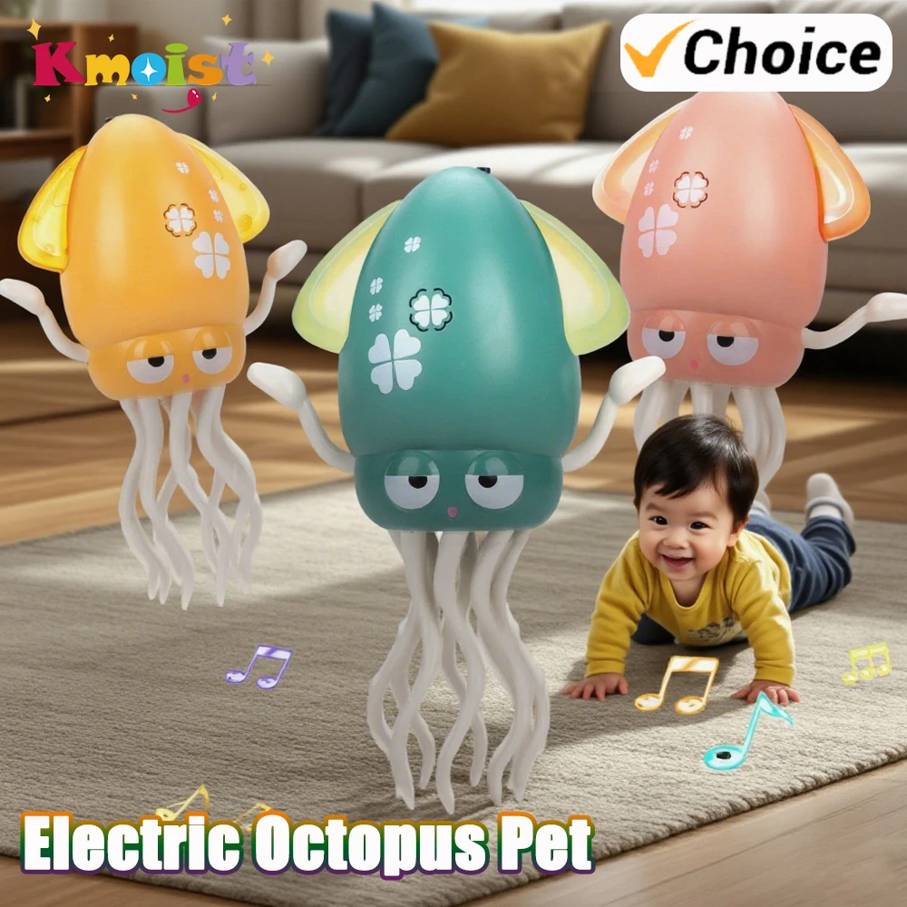 

Electric Octopus Pet with LED Lights Music Electric Crawling Vehicle Stress Relief Interactive Robotics Gifts for Kids Birthday