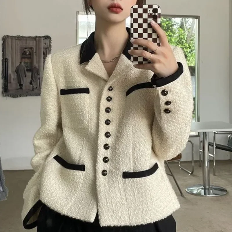 

Small Fragrant Wind Coat 2024 Spring New Korean Style Sense of Design Niche Women Short Jacket Female Fashion Splicing Outcoat