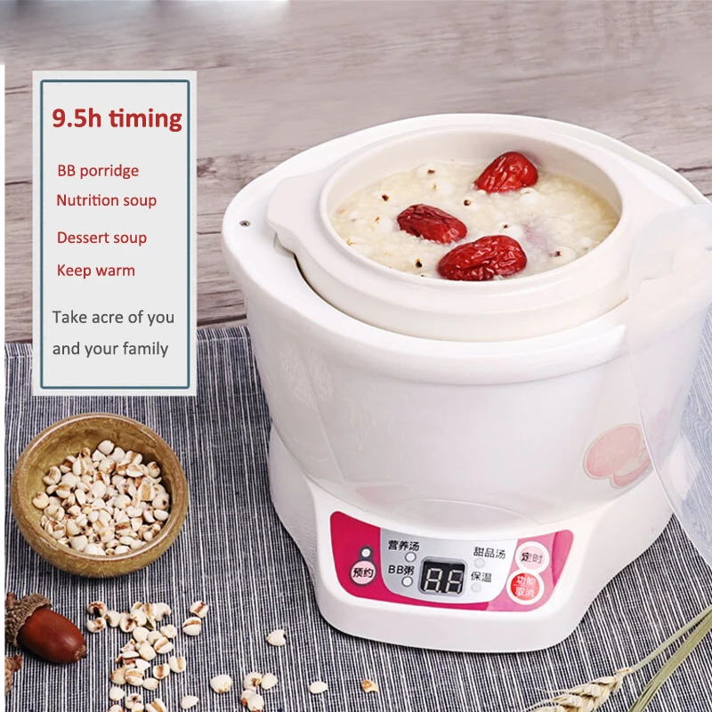 0.7L Electric Slow Cooker DDZ-7B Mini Smart Baby's Food Cooker Ceramic Timing Stewing Tonic Soup Porridge Bird's Nest Stew Pot