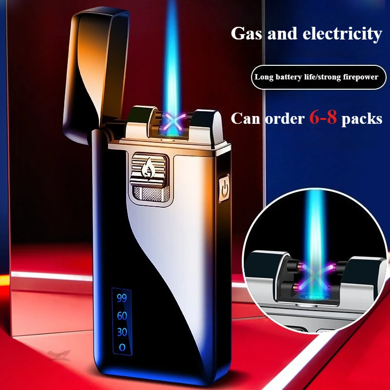 

New Gas-electric Dual-purpose Lighters Windproof Double Arc Lighters Men's Smoking Accessories Cigarette Lighter Gift Wholesale