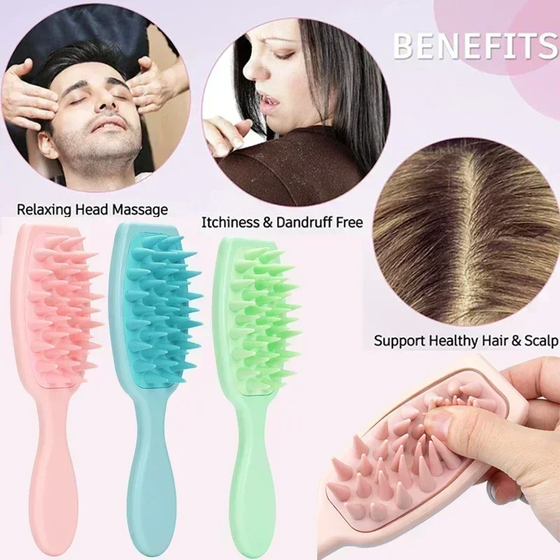 Extended Handle Soft Silicone Shampoo Scalp Hair Massager Hair Washing Comb Shower Brush Bath Spa Massage Brush Wholesale New