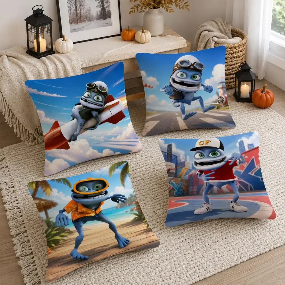 Character Crazy Frog DJ Ding Ding Cushion Cover Soft Fluffy Short Plush  Pillow Case Home Decor