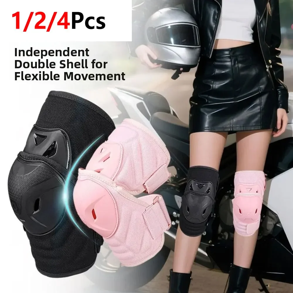 1/2/4Pcs Adult Riding Knee Guards, Crashproof TPU Knee Armor with Double Secure Straps, Lightweight Knee Pads for Motorcycle,MTB