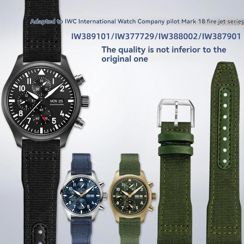 for IWC pilot Mark XVIII Spitfire Portugal series outdoor sports nylon canvas watch strap for men 20 21 22MM